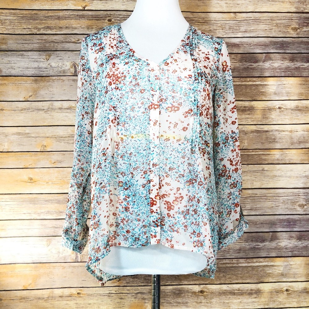 Urban Outfitters Pins & Needles Sheer Floral Top
